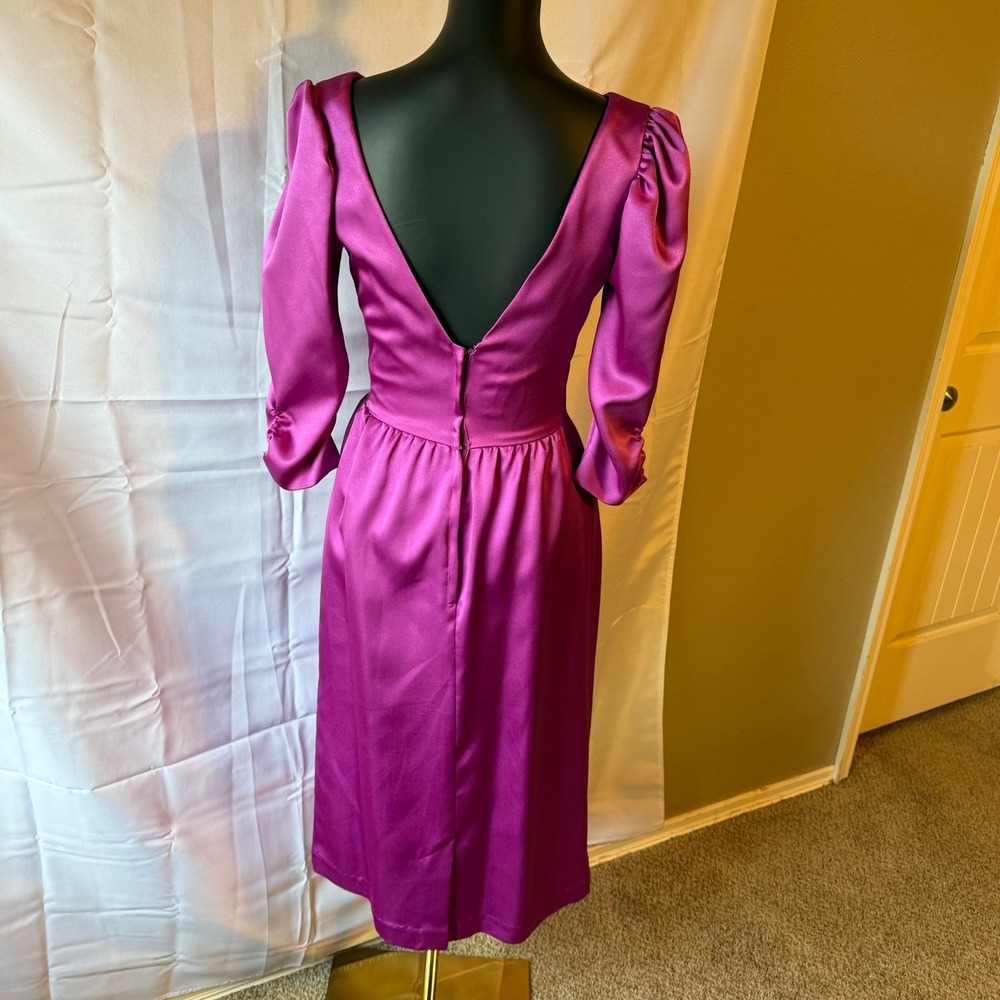 Vintage‎ House of Bianchi Satin Puff Sleeve Dress Prom Barbie Core Sz 10 READ - Picture 4 of 12